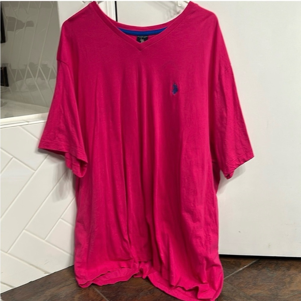 U.S. Polo Assn. Bright Pink V-Neck Tee
